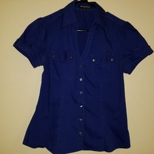 Express V Neck Button Up Blouse Medium